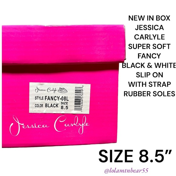 NEW IN BOX JESSICA CARLYLE SUPER SOFT FANCY BLK/WHITE SLIP ON SLING BACK SHOES - Picture 2 of 16